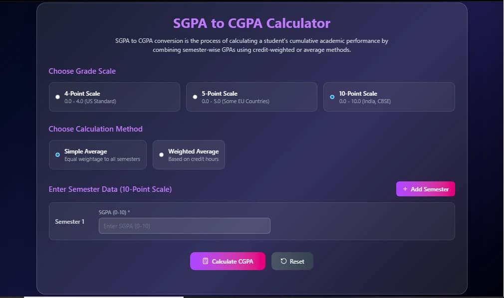 How to Use the SGPA to CGPA Calculator