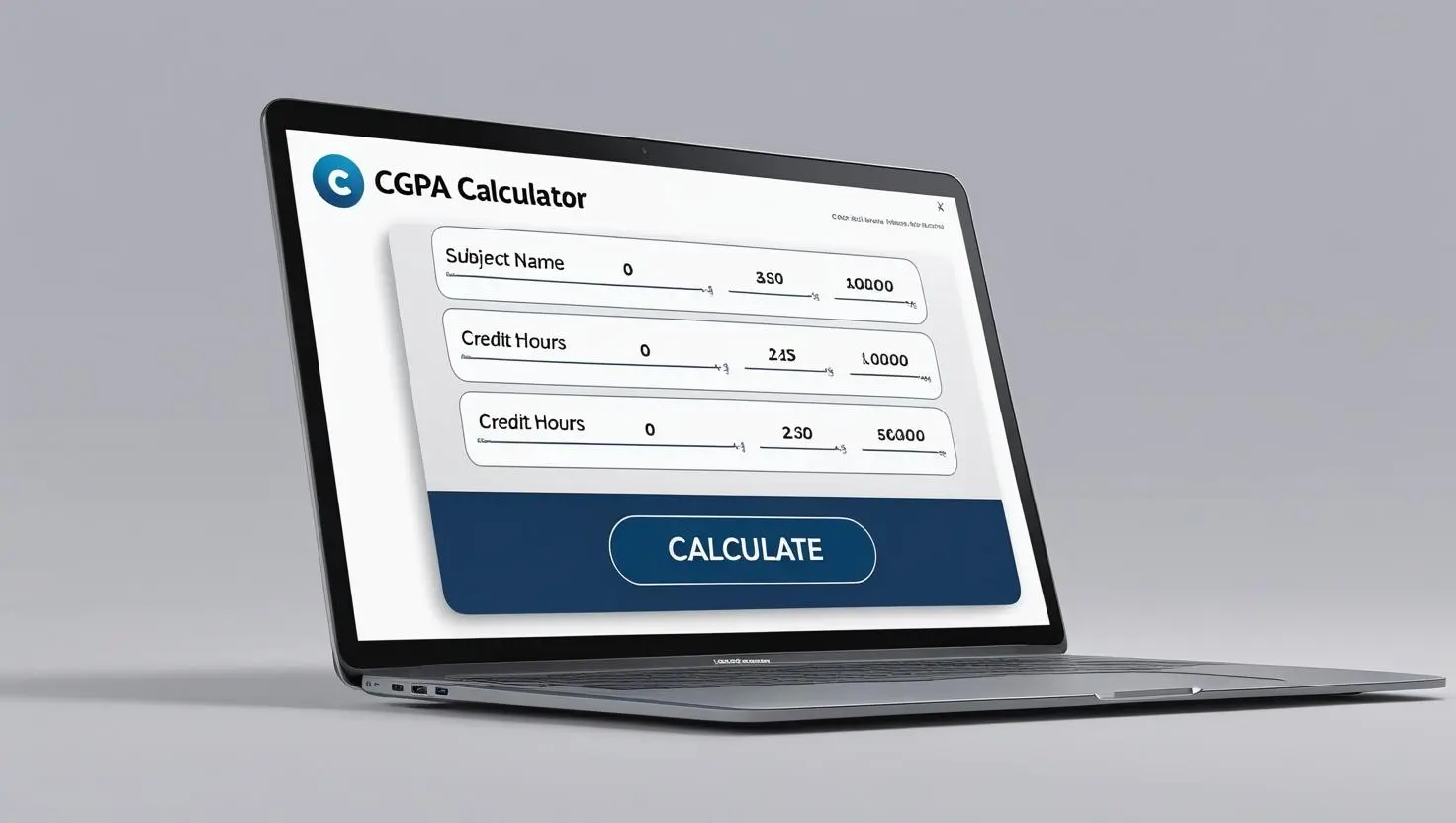 Student using an online calculator on a laptop